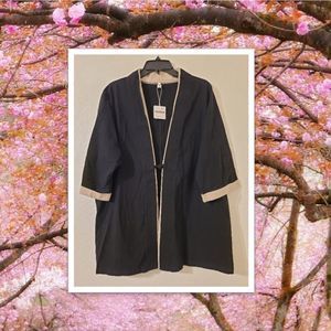 ⚜️🆕️ HAORUN Black Kimono with Tan Trim 4X Cover Up